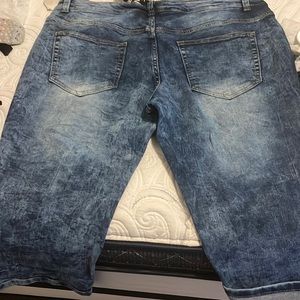 Dark Blue washed knee length shorts